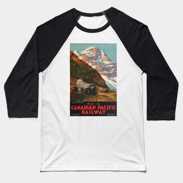 Canadian Pacific Railway - Vintage Travel Baseball T-Shirt by Culturio